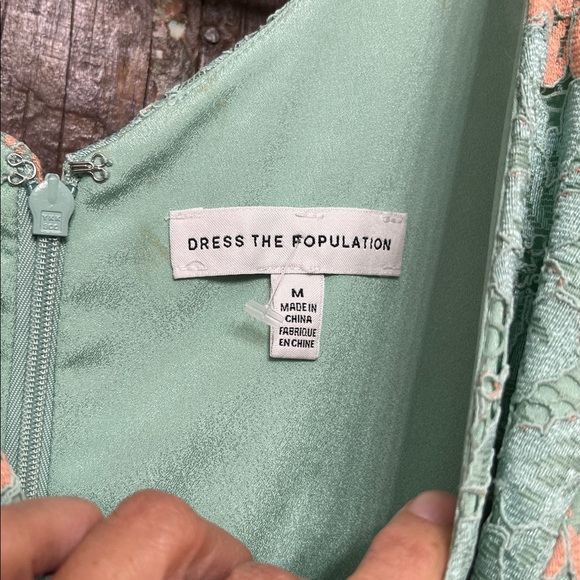 DRESS THE POPULATION Melina Tiered Skirt Maxi Dress in SEAFOAM MULTI sz M $268 - Picture 5 of 13